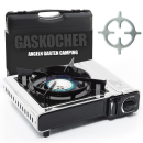 Edelstahl Campingkocher für Gasflaschen -...