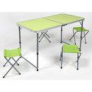 RSonic Campingtisch Alu Tisch Klapptisch 120 x60cm + 4 Hocker grün